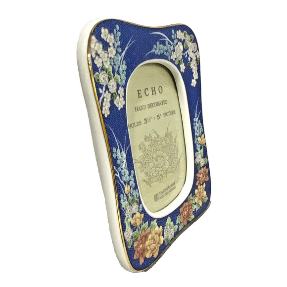 Takahashi ECHO Porcelain Easel Style Photo Frame Picture Holder 3.5" X 5" Oval - Picture 3 of 9